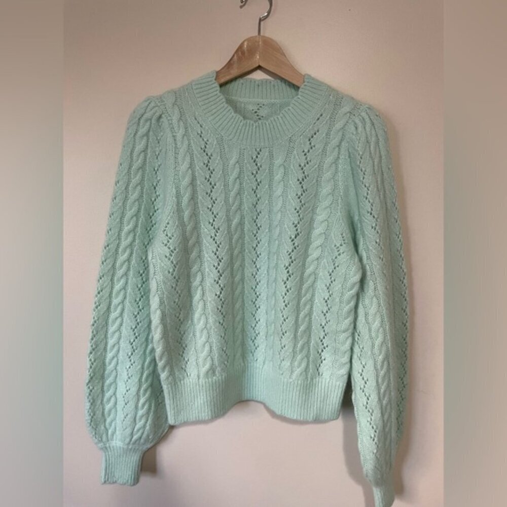 NEW Needle & Thread Midline Jumper Sweater Alpaca Wool Blend Mint Green | size S - Picture 4 of 10